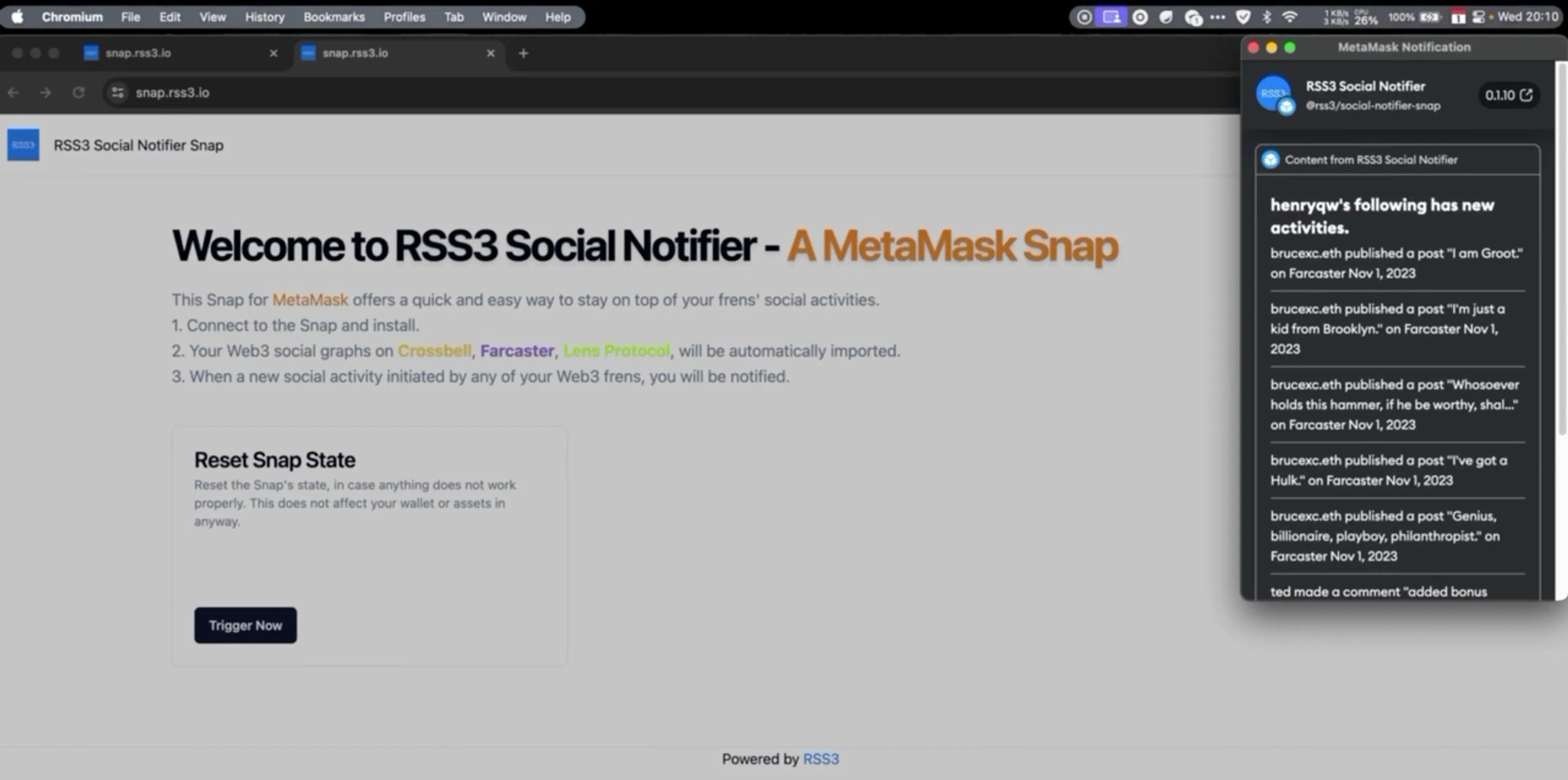 RSS3 Social Notifier